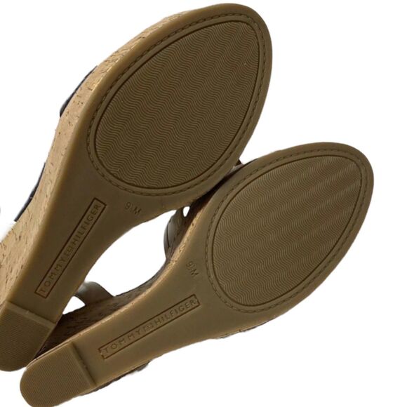 Tommy Hilfiger Sandals Womens 9.5 White Wedge Ankle Strap Buckle Logo Open Toe - Picture 7 of 7